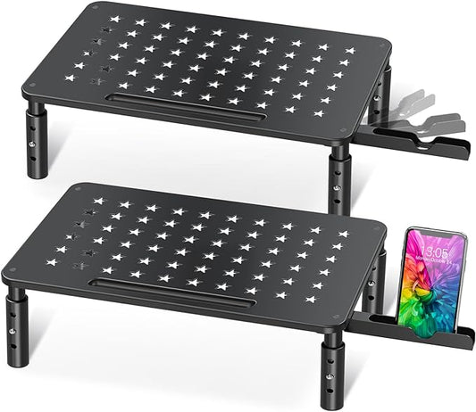 Zimilar 2 Pack Monitor Stand , 3 Height Adjustable Stand with Star Mesh | for Computer, Laptop, Printer, Notebook, iMac, Premium Metal Monitor Risers for 2 Monitors by Zimilar