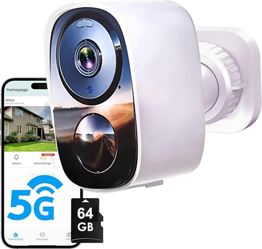 2026 Upgraded 2K Wireless Security Camera with 64G SD Card, Free Cloud Storage, 1-6 Month Battery Life, AI Motion Detection, Spotlight, Siren Alarm, 2-Way Audio, Waterproof WiFi Surveillance Camera by Unknown