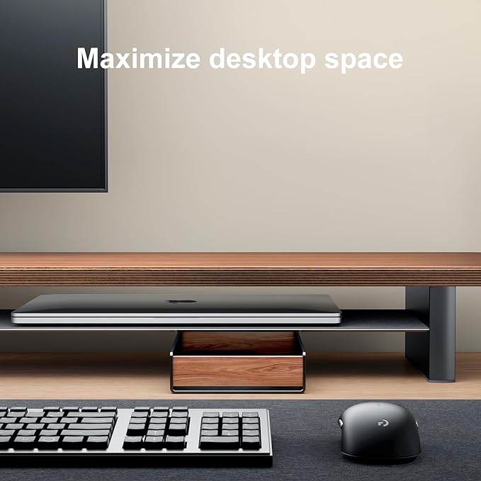 UPERGO Desk Tray Organizer Drawer for Home Office, Walnut Desk Organizer Tray for Keys, Pen, Watch - Image 4