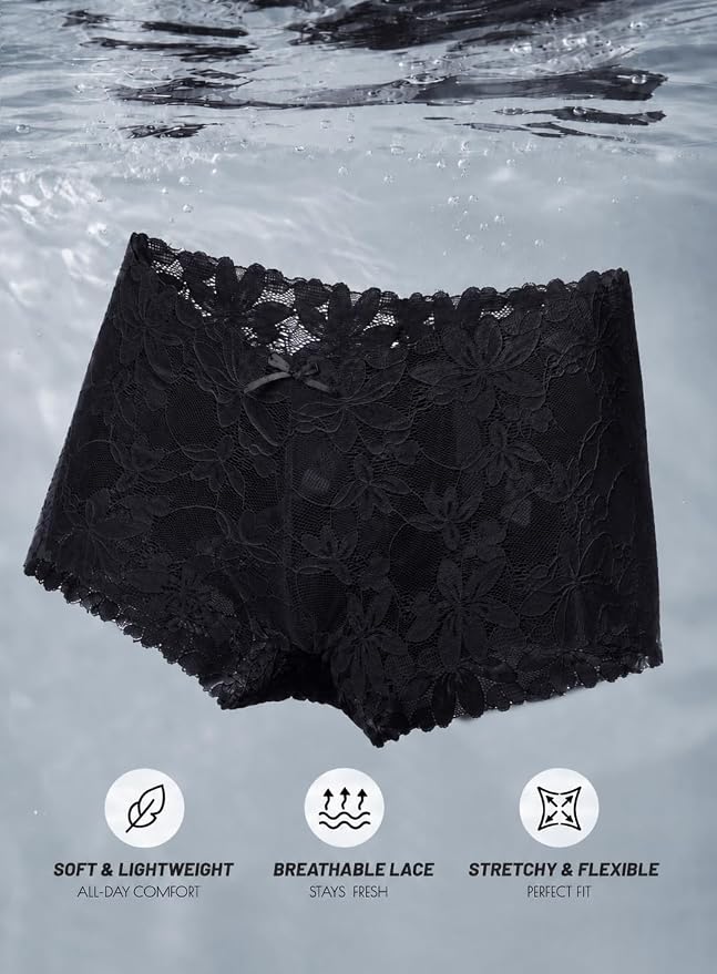 Take Talk Sexy Lace Underwear Panties Lingerie Gift for Women Wife 5 Pack Soft Cheeky Boy shorts Plus Size Underwear Women - Image 6