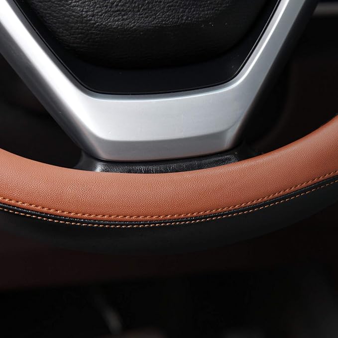 Valleycomfy Microfiber Leather Steering Wheel Cover Large-Size for F150 F250 F350 Ram 4Runner Tacoma Tundra Range Rover Model S X with 15 1/2 inches-16 inches Outer Diameter (Brown) - Image 4