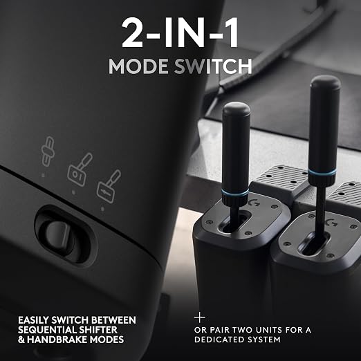 Logitech G RS Sim Racing Shifter & Handbrake (With Mode Switching) | Easy mode switching, height-adjustable handle, for RS & PRO Series, compatible with PlayStation, Xbox, & PC sim racing units - Image 2