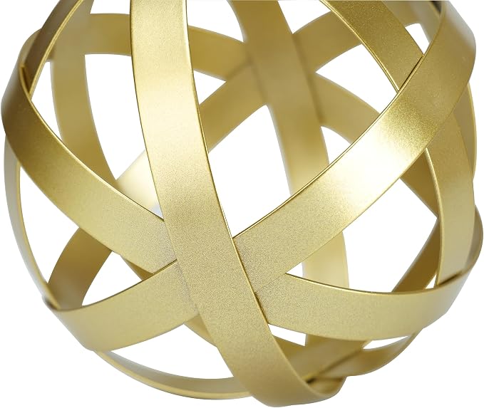 Gold Decor for Living Room Bedroom Bookshelf Coffee Table, Modern Style Figurine Decorative Ornaments Home Decor for Shelves (4.5" Modern Decorative Ball) - Image 6