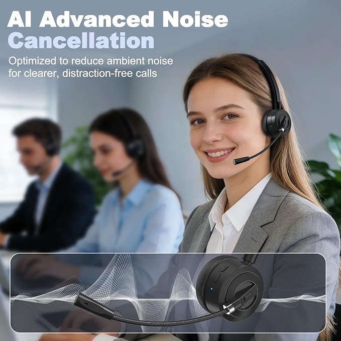 Bluetooth Headset with Microphone, Single Ear Wireless Headset for Cell Phones - Image 3