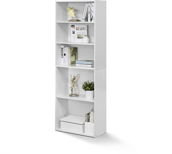 FURINNO Wright 5-Shelf Bookcase, Soft White - Image 7
