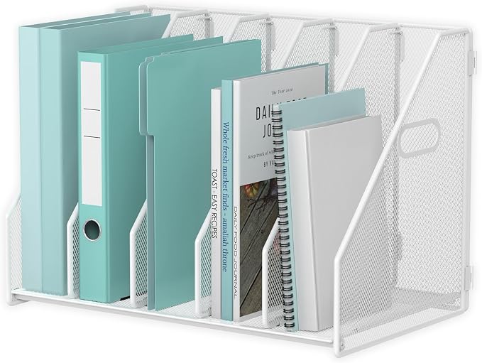 MINDEPOT Desk File Organizer Folder Holder with 5 Vertical for Office White by MINDEPOT