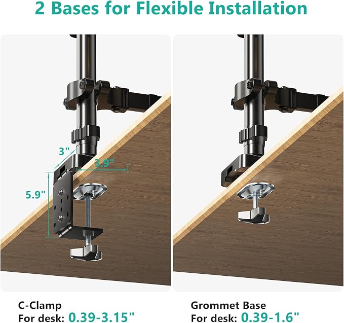 WALI Triple Arm Laptop and Dual Monitor Desk Mount for 17" Notebook and Up to 32" Screens, Adjustable Monitor Arms with Tilt Swivel Rotation, VESA 75x75 100x100, Black (GSDM003LP) - Image 6