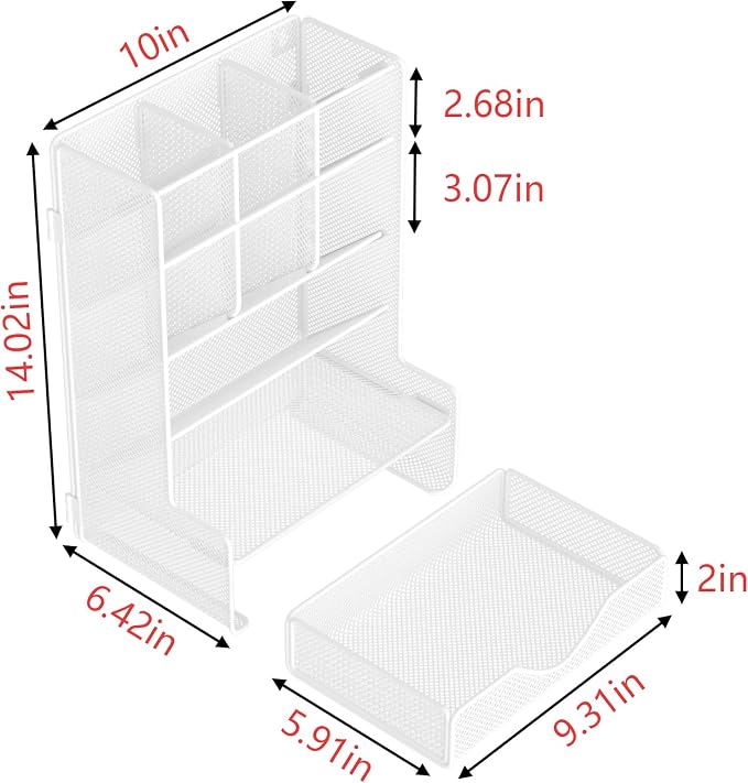 BOHDK Pen Organizer for Desk, Multi-Functional Desk Organizer, Wall Mount Pen Holder with Drawer for School, Office, Home, Art Supplies, White - Image 7