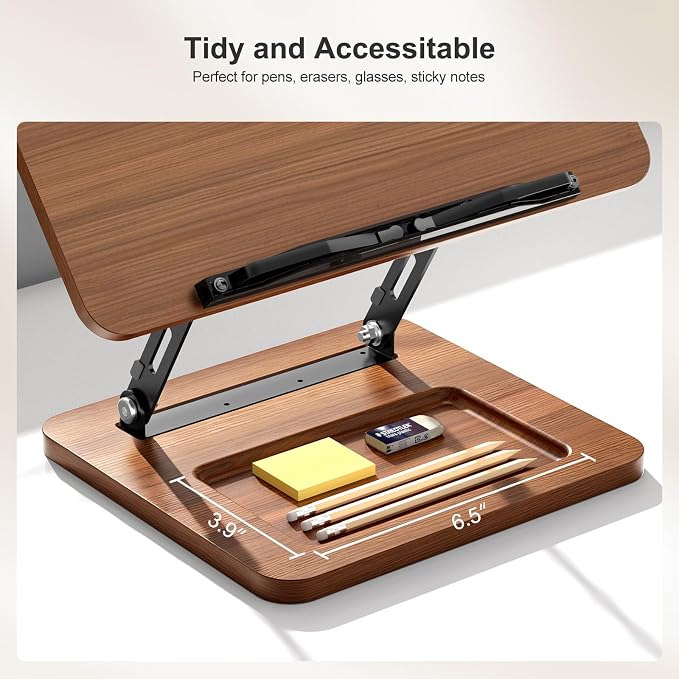 OPTIXCELL Book Stand with Light, Hands Free Book Holder, Gifts Book Lovers | Hands Free, Adjustable Height Angle, Built-in Storage Tray, 3-Mode Reading Light, Foldable Metal Frame, Fits Cookbook Tablet - Image 4