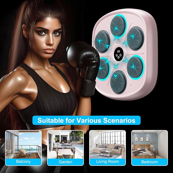 OurStarry Smart Music Boxing Machine for Adults and Kids, Wall Mounted Punching Trainer with Boxing Gloves, LED Electronic Target, 9 Modes and 9 Speeds, Home Gym Workout Equipment - Image 6