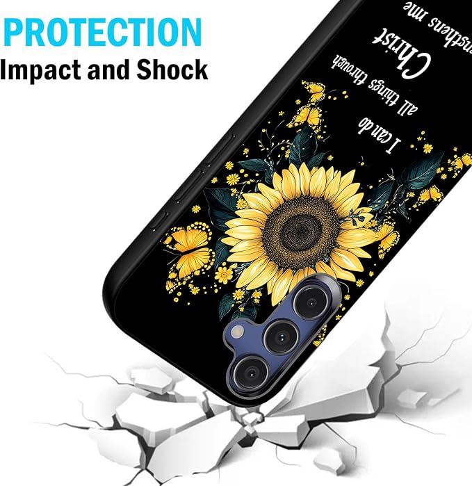 Designed for Galaxy S25 FE Phone Case,Slim Silicone Shockproof Protective Case for Galaxy S25 FE 6.7 inch,Sunflower Butterflies - Image 2