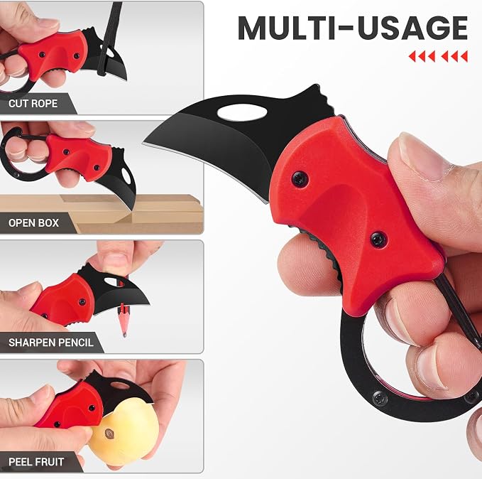 FUNBRO Cool Folding Knife Box Cutter, Edc Knives Tool | Small Pocket Knife for Men with 1.34 Inch Sharp Blade, Great Gift for Women Men (red) - Image 4