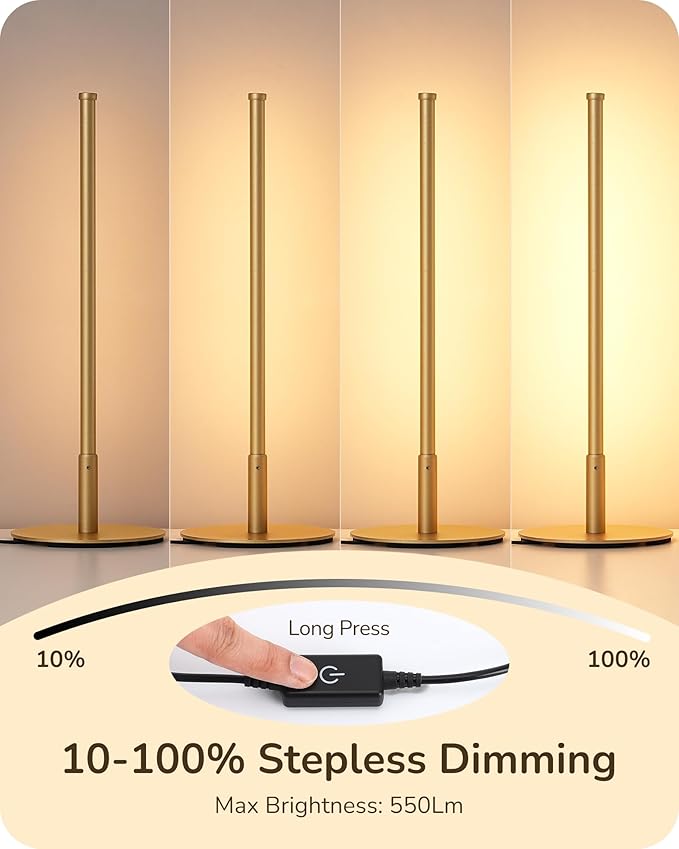 EDISHINE LED Table Lamp Set of 2, Modern Desk Lamps for Living Room, Gold | Stepless Dimmable, Metal Finish, 3 Color Temperature, 6W, Ideal for Bedroom, Corner - Image 5