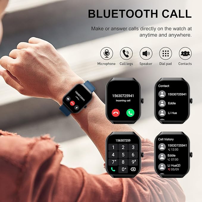 Smart Watch for Men Women (Answer/Make Call), 1.96"HD Smartwatch with Heart Rate/Sleep Monitor/Pedometer/Calories, 113+ Sports Fitness Watch, IP68 Waterproof Activity Tracker for Android iOS-Blue - Image 5