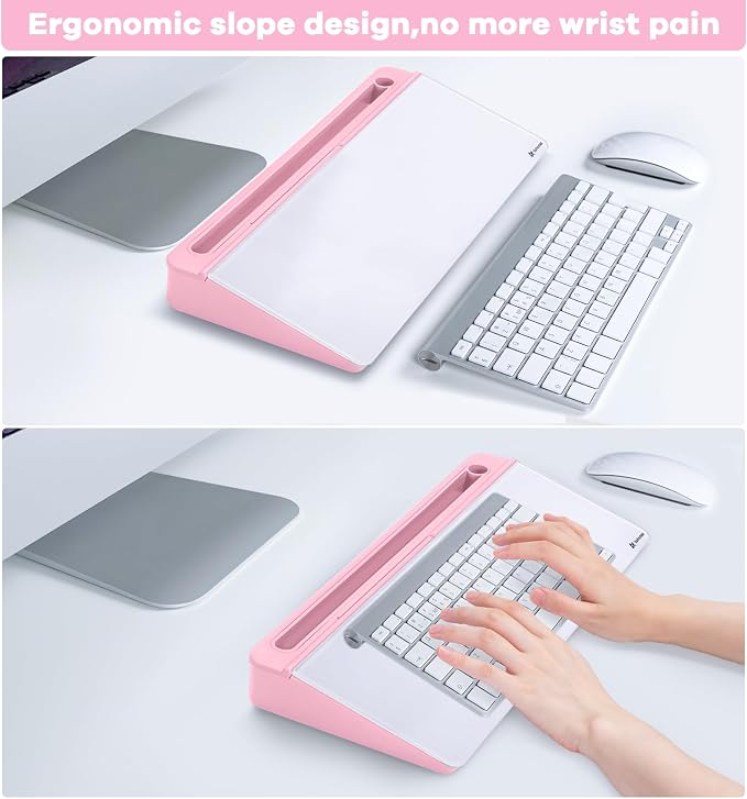 Varhomax Glass Desk Whiteboard with Storage, Desktop Organizer to-do List Memo Notepad Dry Erase White Board for Home Office and School Supplies (Pink) - Image 6