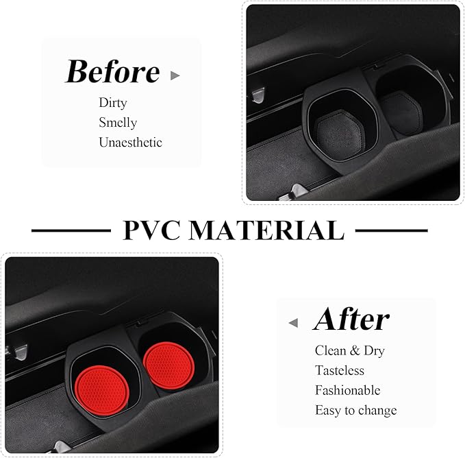 4 Pack Car Coasters, 2.75inch Universal Non-Slip Car Cup Holder Coaster for Car, PVC Cup Pad Mat Car Coasters for Cup Holders for Women (Red) - Image 5