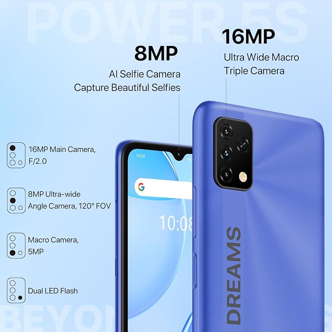 UMIDIGI Power 5S 4+32GB Unlocked Cell Phone Expandable 258GB, Up to 2.0GHz 6150mAh with 3D Unibody Design, 6.53 HD Display Smartphone with 16MP AI Triple Camera, Dual SIM - Image 6