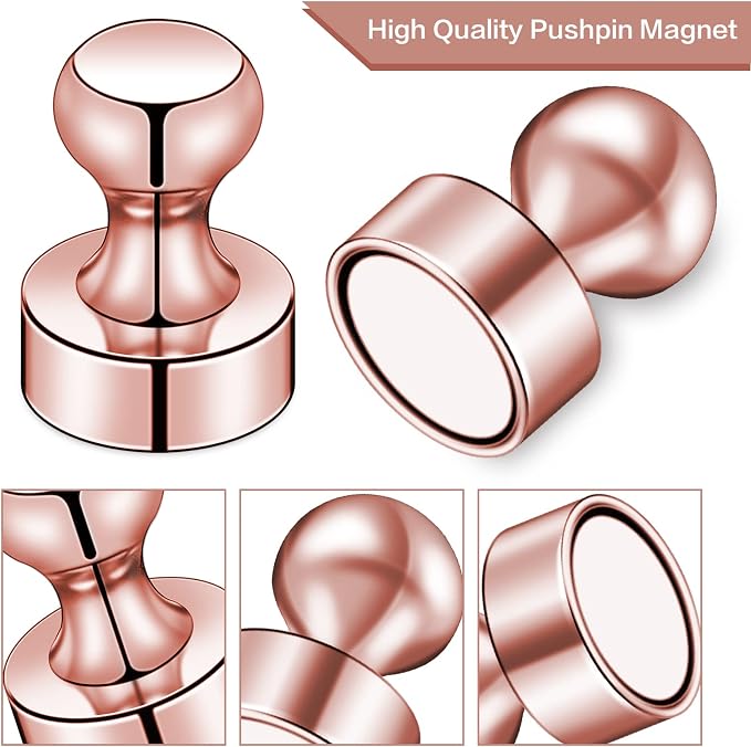 LOVIMAG Fridge Magnets 20Pcs for Refrigerator Whiteboard, Rose Gold | Small Strong Neodymium Metal Cute Push Pin for Classroom, Kitchen, Accessories Decorative, Office, Calendar - Image 3