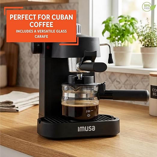 IMUSA 4 Cup Electric Espresso Cappuccino Coffee Maker, Black | Matte Finish, Milk Frother for Creamy Foam, Cappuccino and Latte Preparation, Perfect for Home Baristas - Image 3