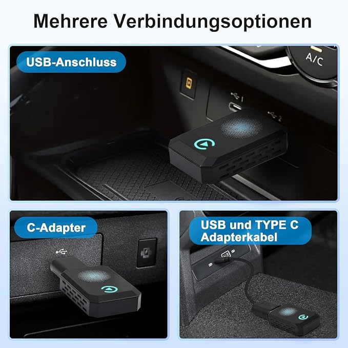 Wireless Carplay Adapter, Convert Wired to Wireless CarPlay, Compatible with CarPlay, Plug and Play, Type-C/USB, Suitable for 800+ Vehicles (Blue) - Image 5