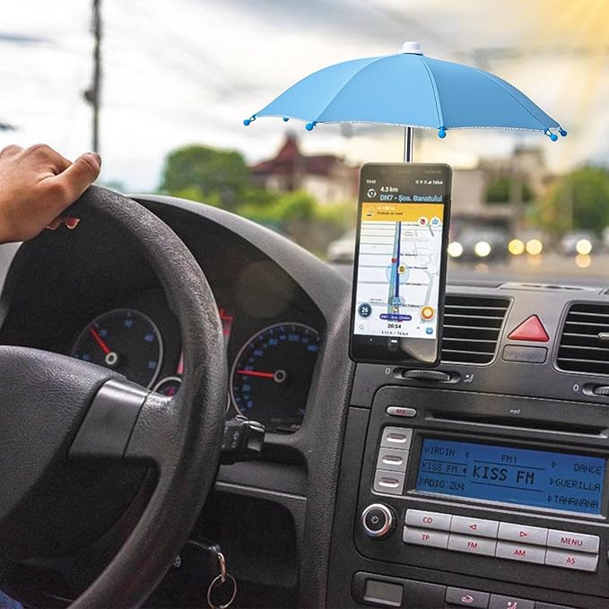 Phone Umbrella Stand, Sun Shade Mini Umbrella for Cell Phone with Adjustable Fist Style Suction Cup, Universal Anti-Glare Sun Visor for Outdoor - Image 4