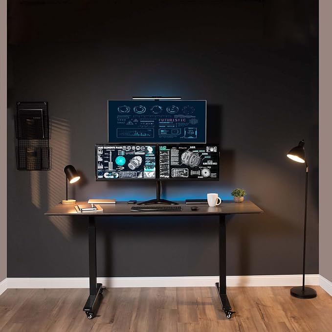 VIVO Triple LCD LED Computer Monitor Desk Stand, Free Standing Heavy Duty Fully Adjustable Mount for 3 Screens up to 30 inches STAND-V003E - Image 8