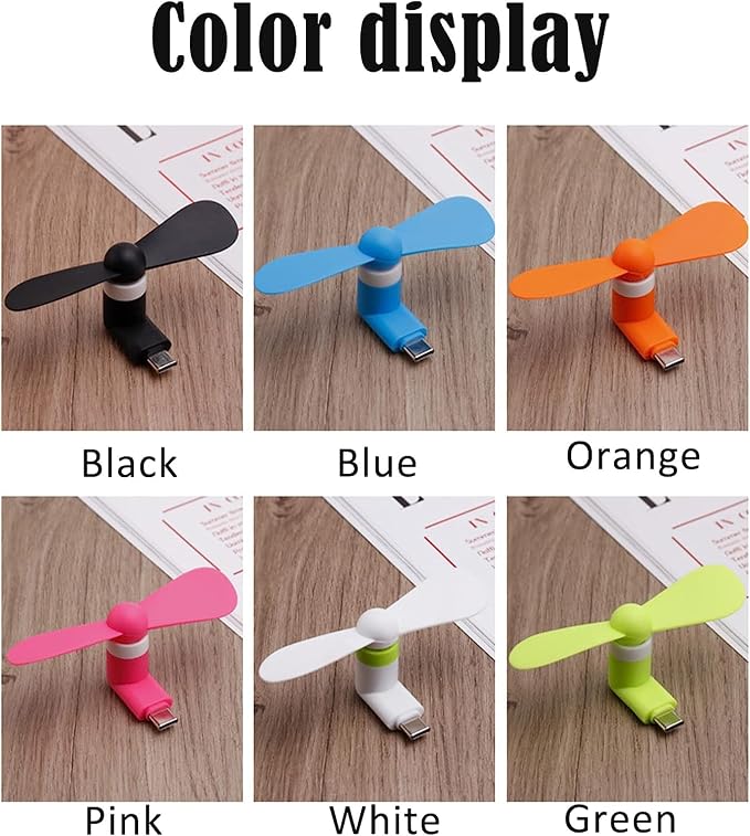 PCTC 6PCS Type C Mini Phone Fan Compatible with Samsung Galaxy S26/S25/S24 Ultra/Plus, Compatible with Apple iPhone 17/16/15 Series & More Type-C Devices - Image 6