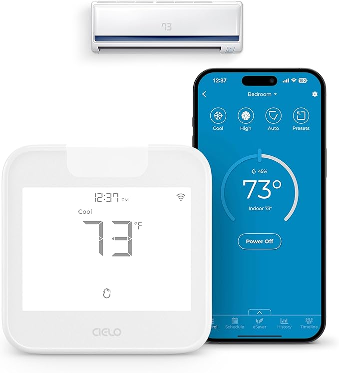 Breez Max Smart AC Controller | AHR Product of the Year WiFi Thermostat for Mini-Split, Window, Portable AC/Heat Pump | AI-Based Tech | Free App, No Subscription | Alexa, Google, IFTTT etc. (White) by CieloBreez