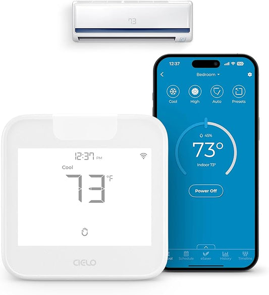 Breez Max Smart AC Controller | AHR Product of the Year WiFi Thermostat for Mini-Split, Window, Portable AC/Heat Pump | AI-Based Tech | Free App, No Subscription | Alexa, Google, IFTTT etc. (White) by CieloBreez