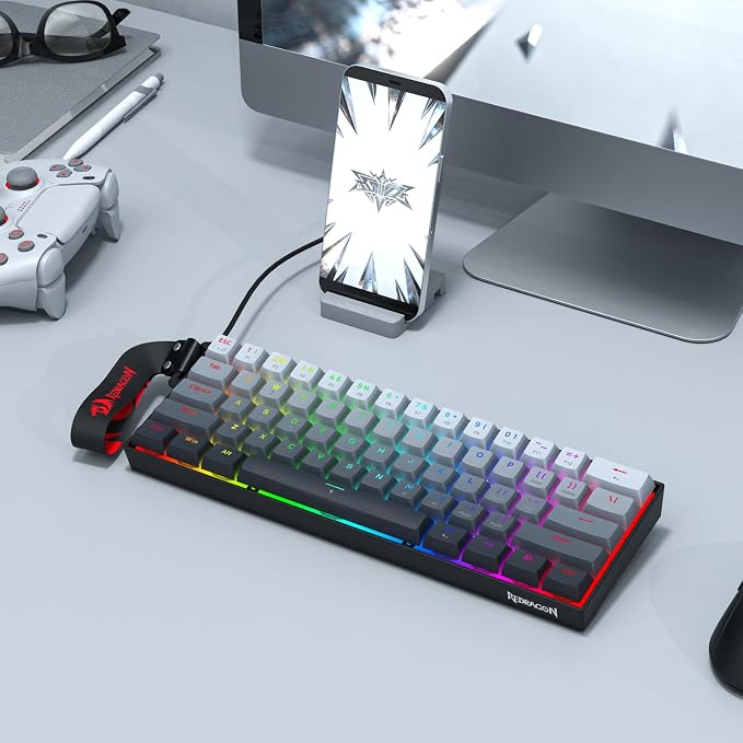 Redragon K617 HE Wired Hall-Effect Rapid Trigger Magnetic Gaming Keyboard | 8K Polling Adjustable Actuation, 61 Keys Design for More Room to Aim, Swap-Ready Socket for Mod, RGB Pro Software Supported - Image 6