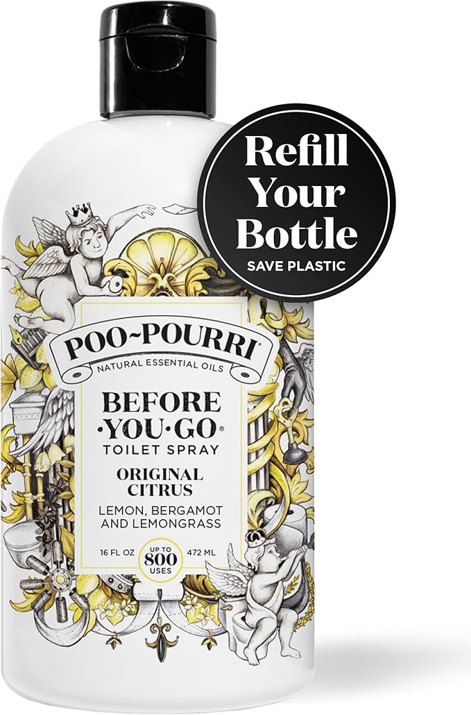 Poo-Pourri Before-You-Go Toilet Spray Refill, Original Citrus, 16 Fl Oz, Up to 800 Uses, Bathroom Odor Deodorizer with Essential Oils for Home or Work, Lemon, Bergamot and Lemongrass Scent - Image 2