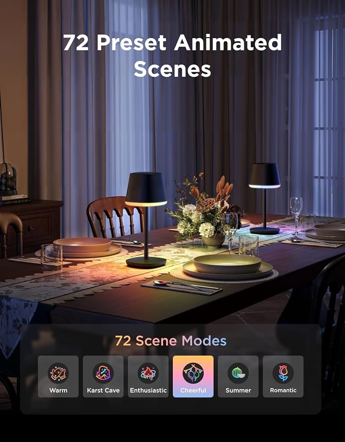 Govee Smart Cordless Table Lamp Classic (No Adapter), RGBIC Desk Lamp | Rechargeable Table Lamp for Bedroom, Living Room, Portable Lamp Works with Matter, Bedside Lamp with 72 Scenes Modes, 500lm - Image 5