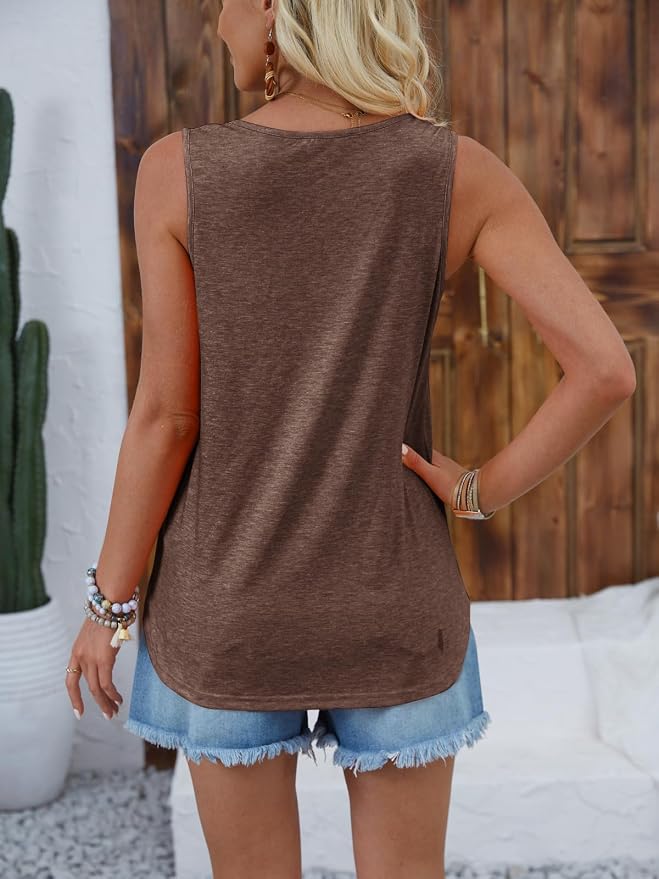 Halife Womens Half Zip V Neck Tank Tops Summer Sleeveless Shirts Casual Loose Top Blouses T Shirts - Image 3