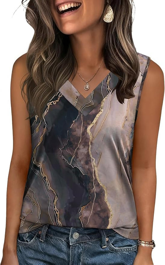 Zeagoo Tank Top for Women V Neck Loose Fit Sleeveless Summer Tops Business Casual Outfits Dressy Blouses Shirts by Zeagoo