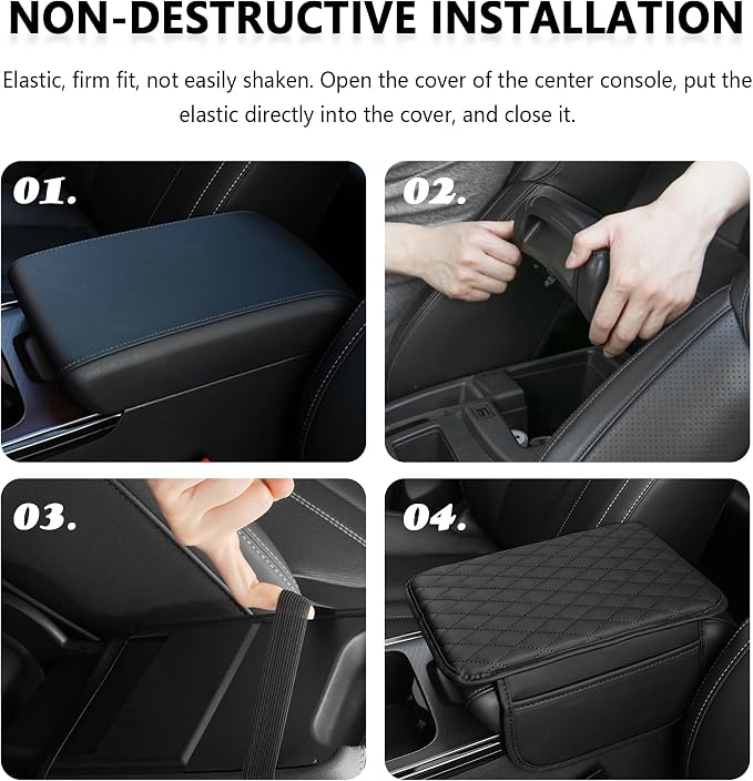 Stacool Upgraded Car Center Console Cover,Microfiber Leather Car Armrest Cover Cushion with 2 Storage Bags,Universal Car Armrest Storage Box (Brown) - Image 5