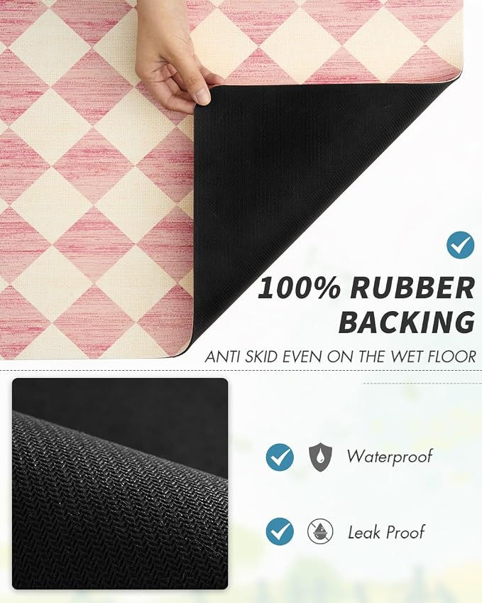 AMOAMI Coffee Mat Hide Stain Rubber Backed Absorbent Dish Drying Mat for Kitchen Counter - Fits Under Coffee Maker or Machine - PINK 17x31.5 - Image 5