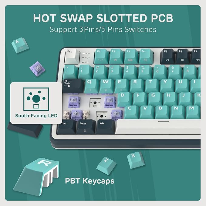 RK ROYAL KLUDGE S98 Wireless Mechanical Keyboard w/Smart Display & Knob | 96% RGB Wireless Gaming Keyboard BT/2.4G/USB-C, Hot Swappable Custom Keyboards, Creamy Sound Silent Computer Keyboard - Image 6