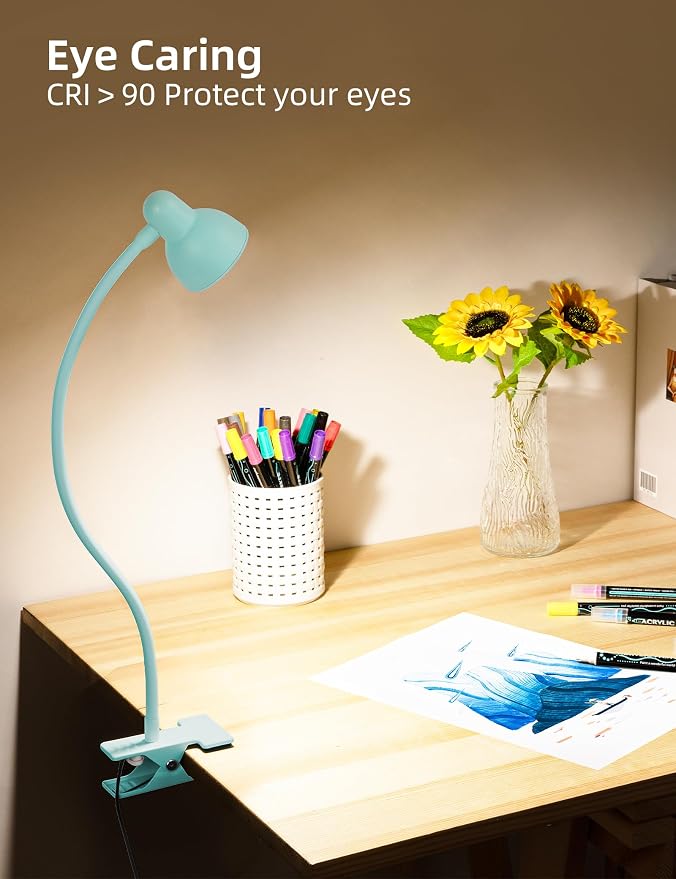 LiFMIRA Reading Light for Bed, Clip-on Desk Lamp 3 Color Modes Teal | 10 Brightness Levels Eye Care Clamp Light Flexible Gooseneck Reading Lamp Clip on Lamp for Bed Headboard Desk Bedside Dorm - Image 4
