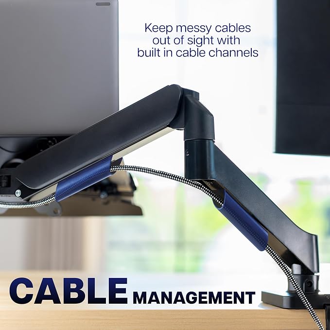 VIVO Universal Adjustable Monitor and Laptop Desk Mount, 17 to 32 inch Monitors, 10 to 15.6 inch Laptops, Dual Mechanical Arm VESA Notebook Stand with C-clamp and Grommet Options, Black, STAND-V002O-L - Image 7