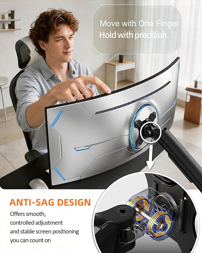 ErGear Heavy Duty Monitor Arm for 13-49″ Ultrawide Screens, 37.4 lbs Capacity, Full Motion Monitor Desk Mount, Rock-Solid Support, Dual C-Clamp & Grommet Mount, VESA 75x75/100x100mm - Image 4