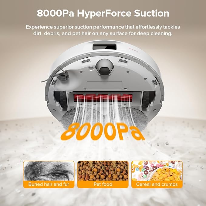 roborock Qrevo Series Robot Vacuum and Mop, Upgraded from Qrevo S | 8000Pa Suction, Anti-Tangle Brushes, Smart Obstacle Avoidance, Auto Mop Washing, All-in-One Dock, Spinning Mop, White(QV 35A) - Image 3