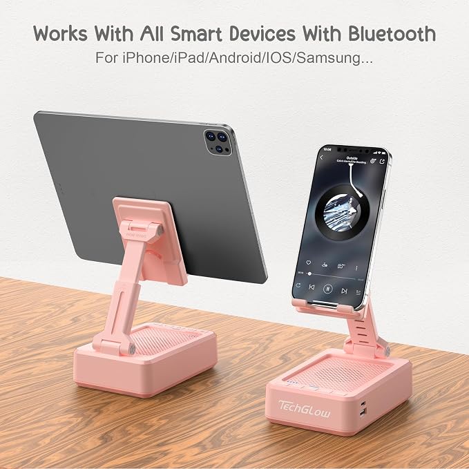 TechGlow Gifts for Men Women Foldable Cellphone Stand with Charging Function Birthday Gift Idea for Mom Dad Cool Gadget Tech Gifts-Pink - Image 6