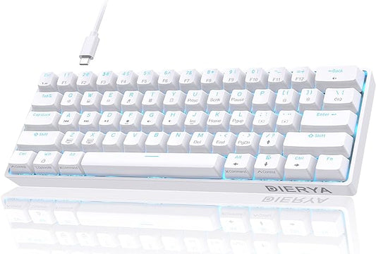 DIERYA 60% Mechanical Keyboard, DK61se Wired Gaming Keyboard with Brown Switches, LED Backlit Ultra-Compact 61 Keys Mini Office Keyboard for Windows Laptop PC Gamer Typist（White） by DIERYA