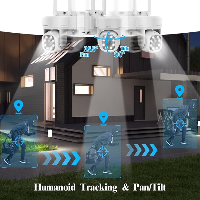 (2026 Update) 5MP PT Wireless Security Camera System with AI Human Tracking, Dual-Band 2.4G&5G WiFi, 130° Wide Angle, 2-Way Audio, No Monthly Fee, Outdoor Home Security Kit - Image 4