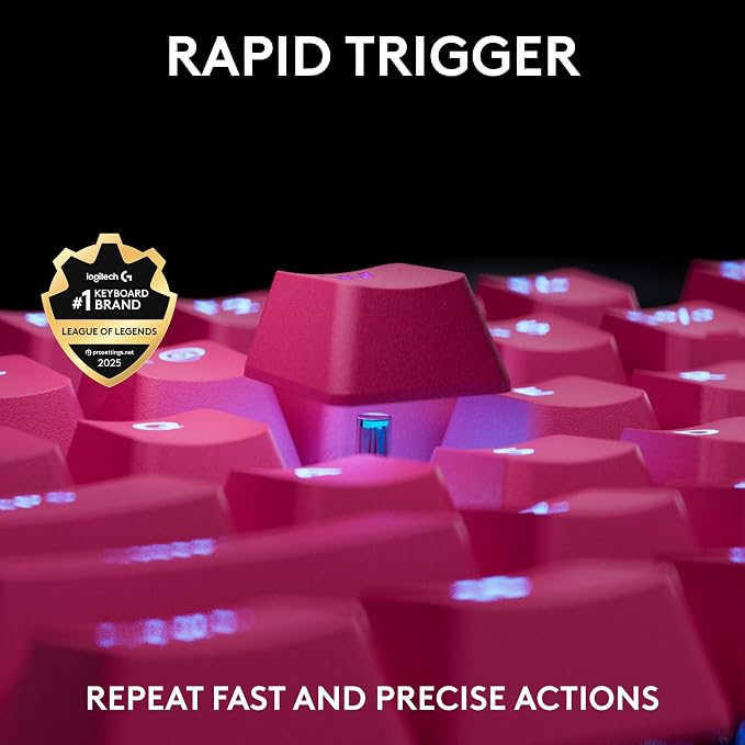 Logitech G PRO X TKL Rapid Gaming Keyboard (Hall-Effect) - Magenta | Hall-Effect Magnetic Analog Switches with Rapid Trigger, Lightsync RGB, Detachable USB-C Cable, Volume Roller & Media Buttons - Image 3
