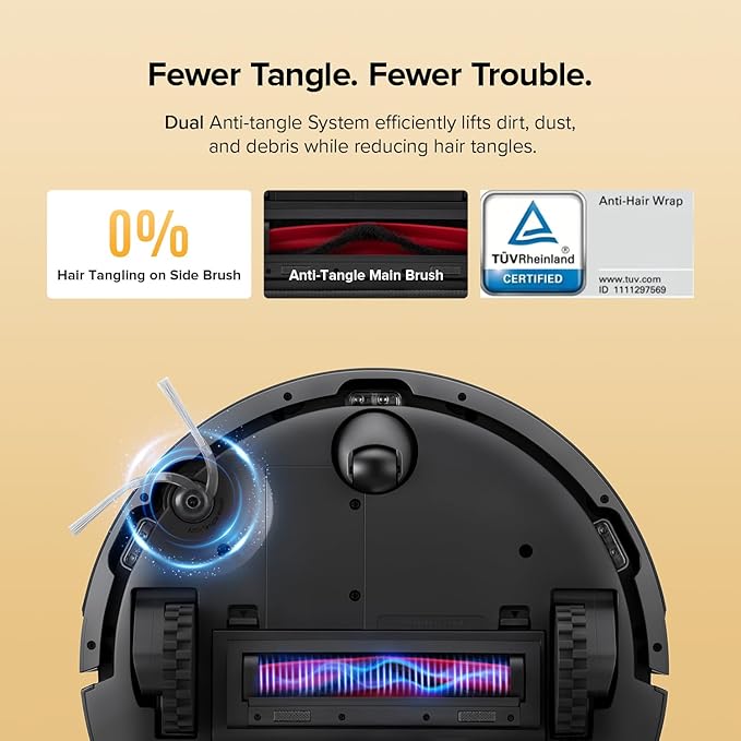 roborock Q7 M5 Robot Vacuum and Mop Combo, 10,000Pa HyperForce Suction | Dual Anti-Tangle System, APP-Controlled Mopping, LiDAR Navigation, Robotic Vacuum Cleaner for Pet Hair and Carpet, Black - Image 3