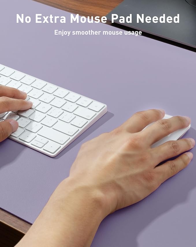 Aothia Faux Leather Desk Mat - Large Mouse Pad, Non-Slip PU Leather Blotter, Waterproof Writing Surface for Office and Home (Lavender, 40" x 24") - Image 4