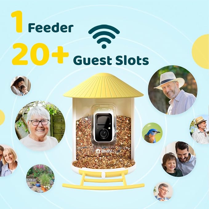 NETVUE by Birdfy AI Smart Bird Feeder with Camera, AI Auto Capture Each Bird Visit & Identify 6000+ Species, Cloud Store & Live Birdwatching, Ideal Gift (Yellow) - Image 4