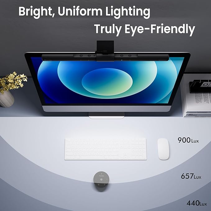 Quntis Computer Monitor Lamp, Screen Monitor Light Bar for Eye Caring, USB Reading LED Task Lamp with Auto-Dimming, Dimmable Light Bar, Touch Control, No Glare Space Saving Home Office Desk Lamps - Image 5