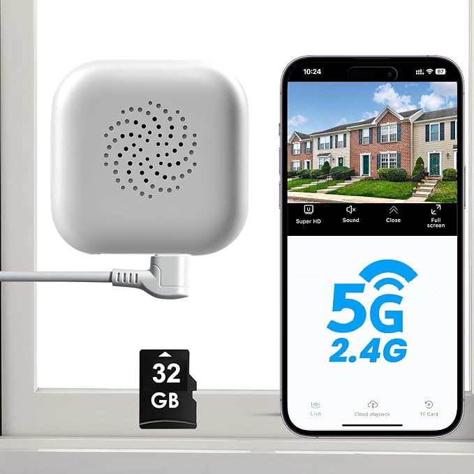 2K Window Camera with 32GB Memory Card, 5GHz & 2.4GHz WiFi Indoor Cameras for Home Security with AI Starlight Color Night Vision, AI Person & Motion Detection, Easy & Quick Install, 24/7 Recording by vebiliki